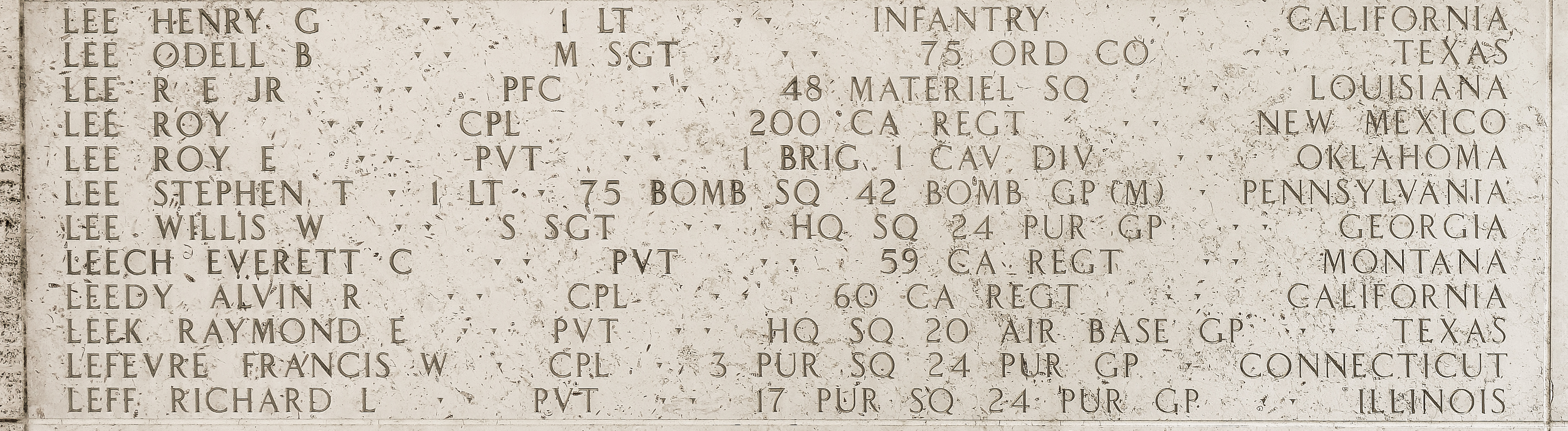 Roy E. Lee, Private